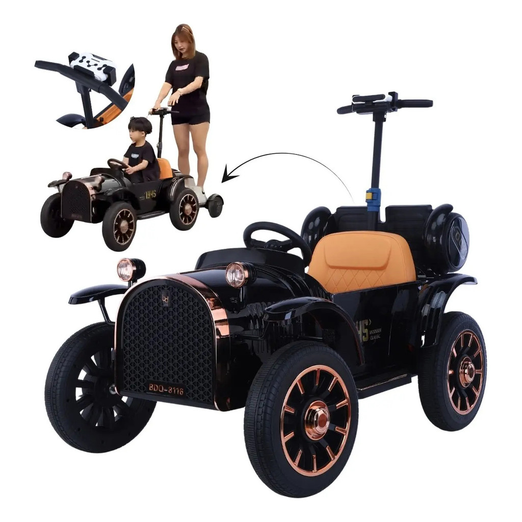 Imagem MINI CARRO ELÉTRICO RETRÔ 12V PRETO - BW322PT Importway BW322PT