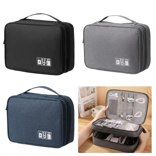 Case Organizador Eletrônicos Grande 27x21x10cm Bolsa Dupla Camada Para Viagem Cabos Carregador Impermeável