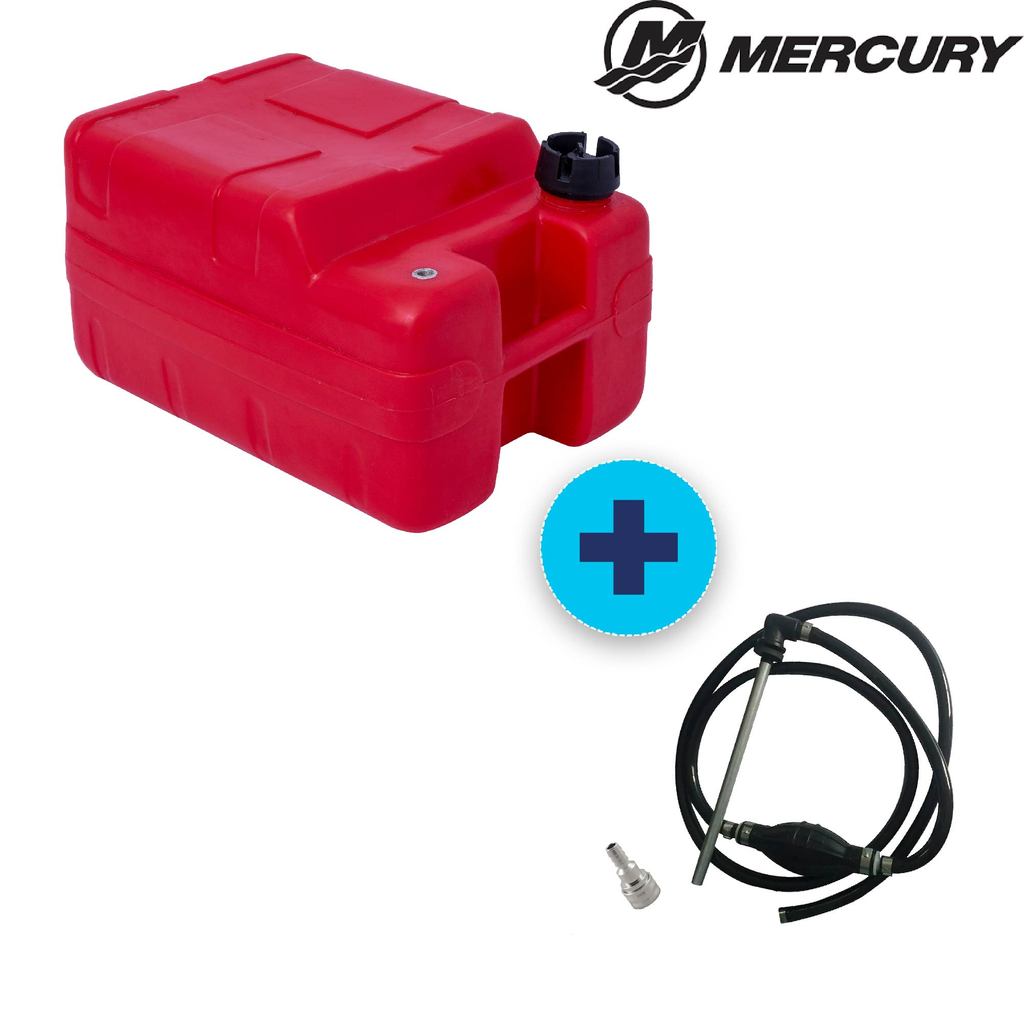 TANQUE 30 LITROS COM MANGUEIRA COMPLETA MERCURY SEAPRO, SUPER, JAPONÊS ou TOHATSU - VERMELHO