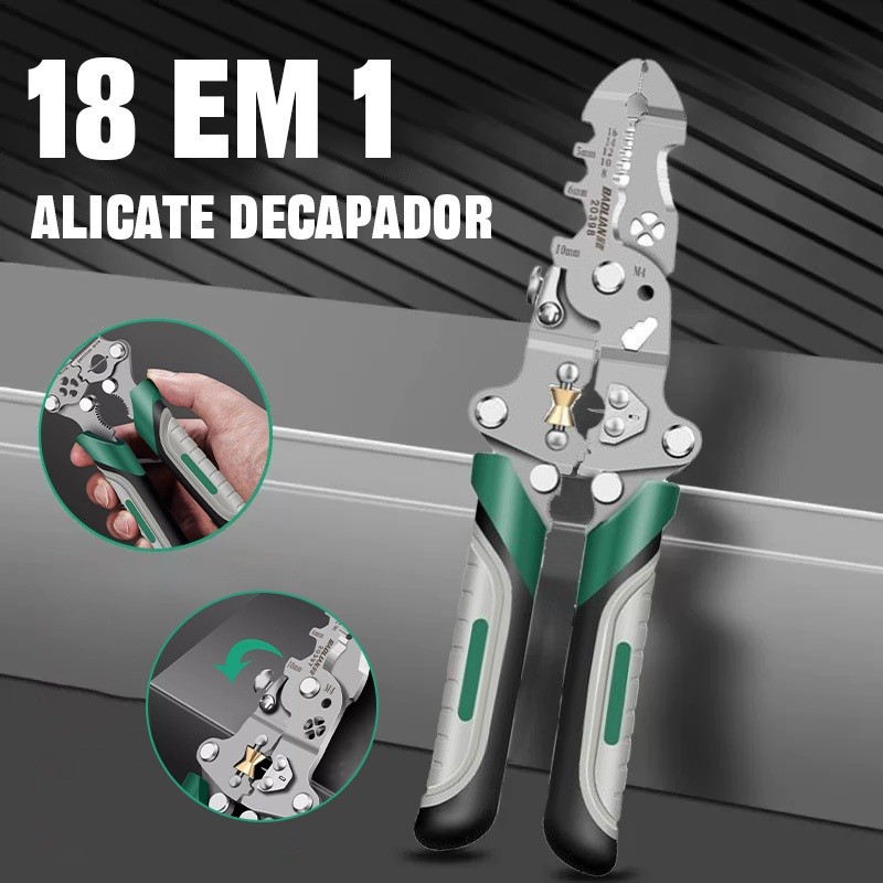 18 em 1 Alicate Automático Dobrável Decapador Crimpador Eletricista Descacador Fios Decapador Fio Automático Vendido(s) 