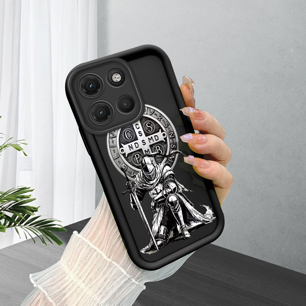 Capinha Moda Logo Para Motorola Moto G17 Capa Preta Macia Silicone Proteção Estampada Case BTY 8035