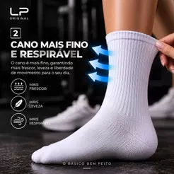 KIT 3, 6 ou 12 Pares Meias Femininas Cano Alto Alongado Academia Confortáveis e Coloridas