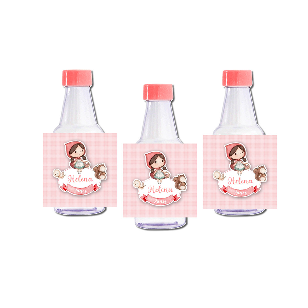 KIT 15 Rótulos Adesivos Garrafinha Mini Garrafa Personalizada Chapeuzinho Vermelho