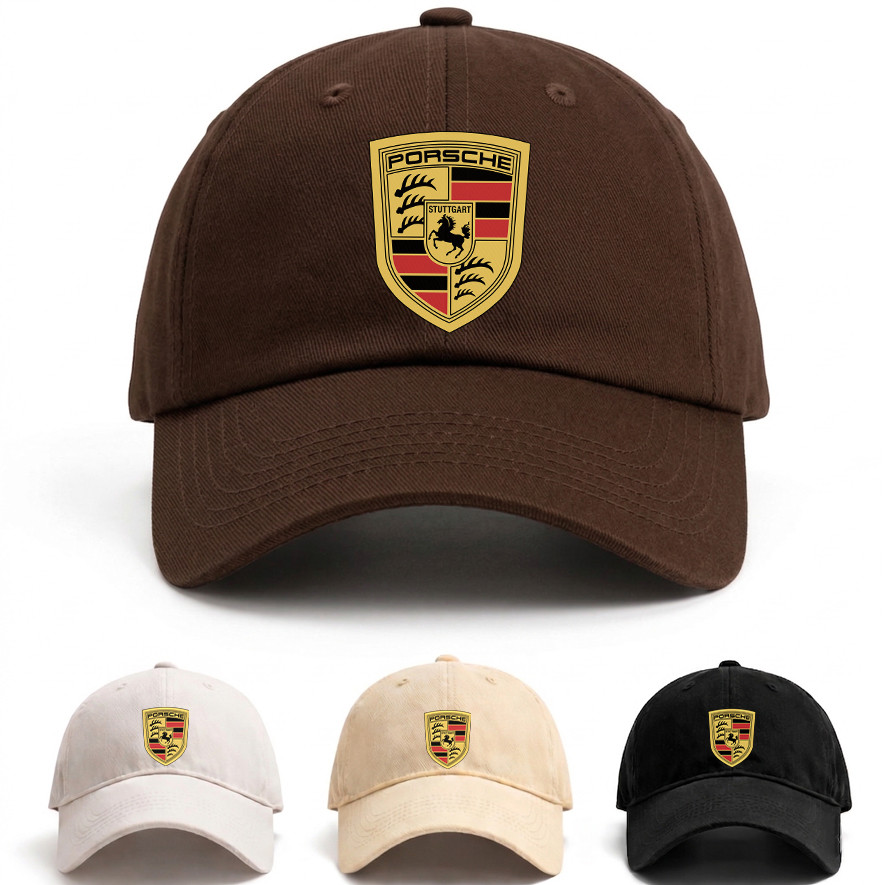 Boné Premium Porsche Stuttgart Shield Luxury Car Culture Premium Marrom Promoção Qualidade Tendência Ajustável