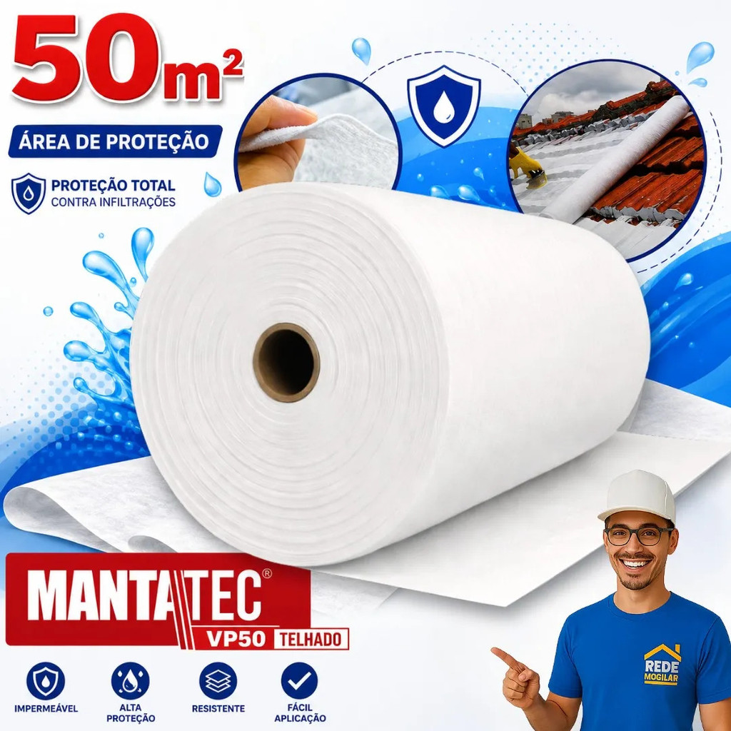Manta Bidim VP50 50m2 Para Aplicação Em Telhados Brasilit