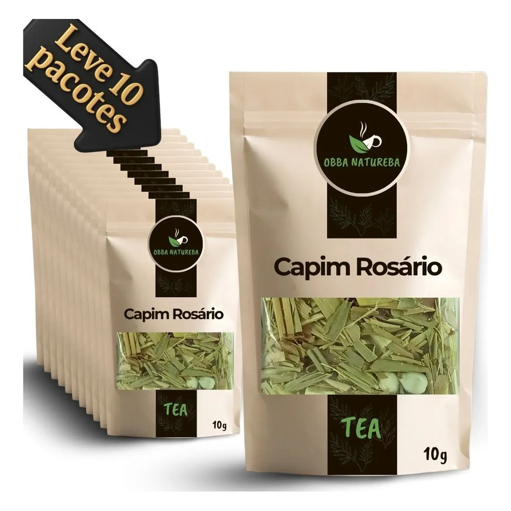 Capim Rosário para Chá Ervas em Embalagem Reforçada Parte Vegetal Para Infusão - Receba 10 Unidades