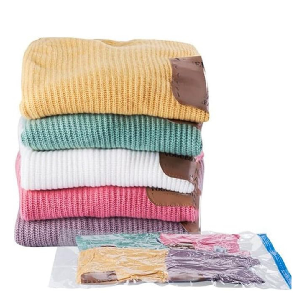 Kit 6 Sacos a Vácuo 60x80 cm para Viagem e Guarda-Roupa