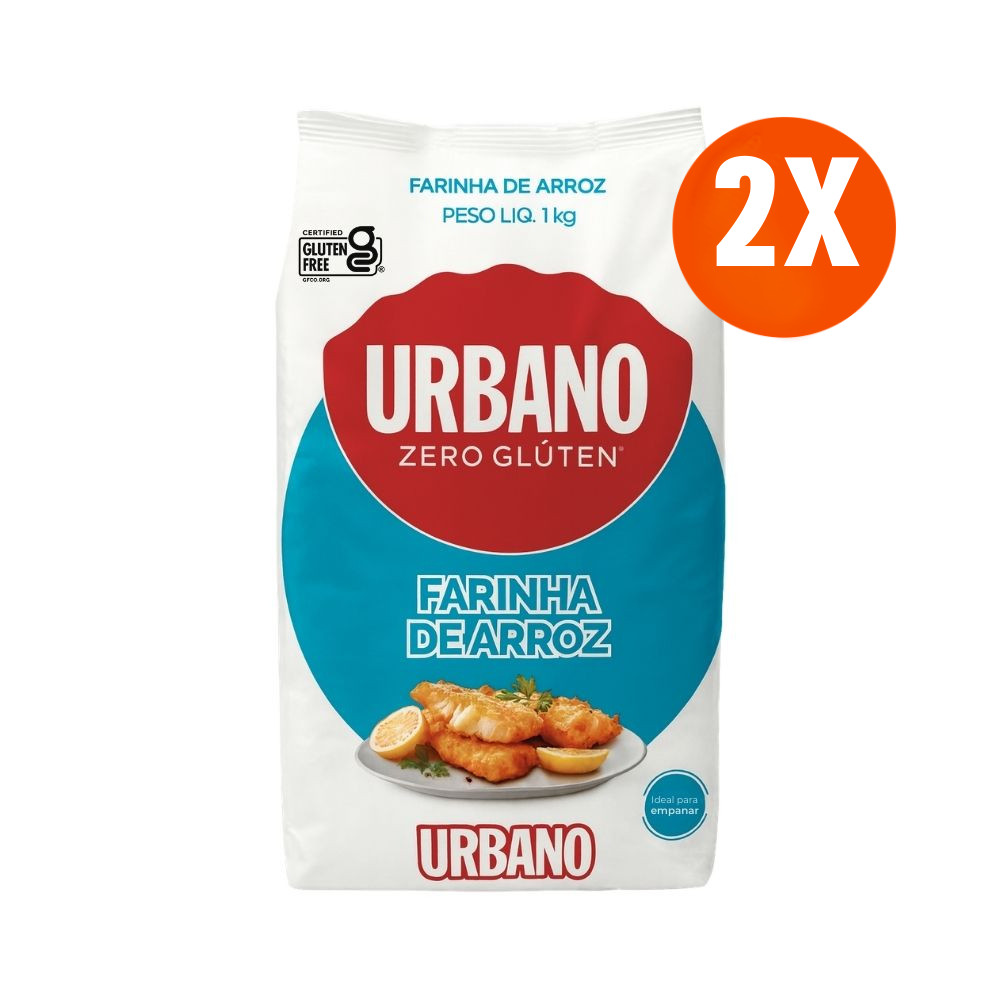 Kit 2x Farinha de Arroz Sem Glúten Urbano 1kg