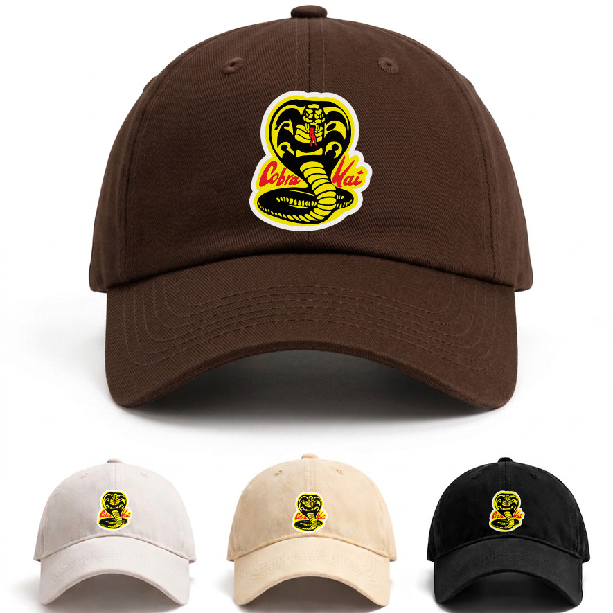 Boné Premium Cobra Kai Karate Kid Estilo Retro 80s Streetwear Branco Verao Qualidade Ajustável Promoção Moda