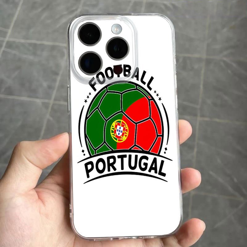 Design da bandeira de Portugal – Capa transparente para celular com estampa – Compatível com todos os modelos