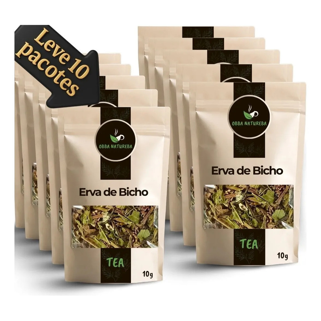 Erva de Bicho Ervas Secas para Chá Notas Naturais-Com 10 Pacotes