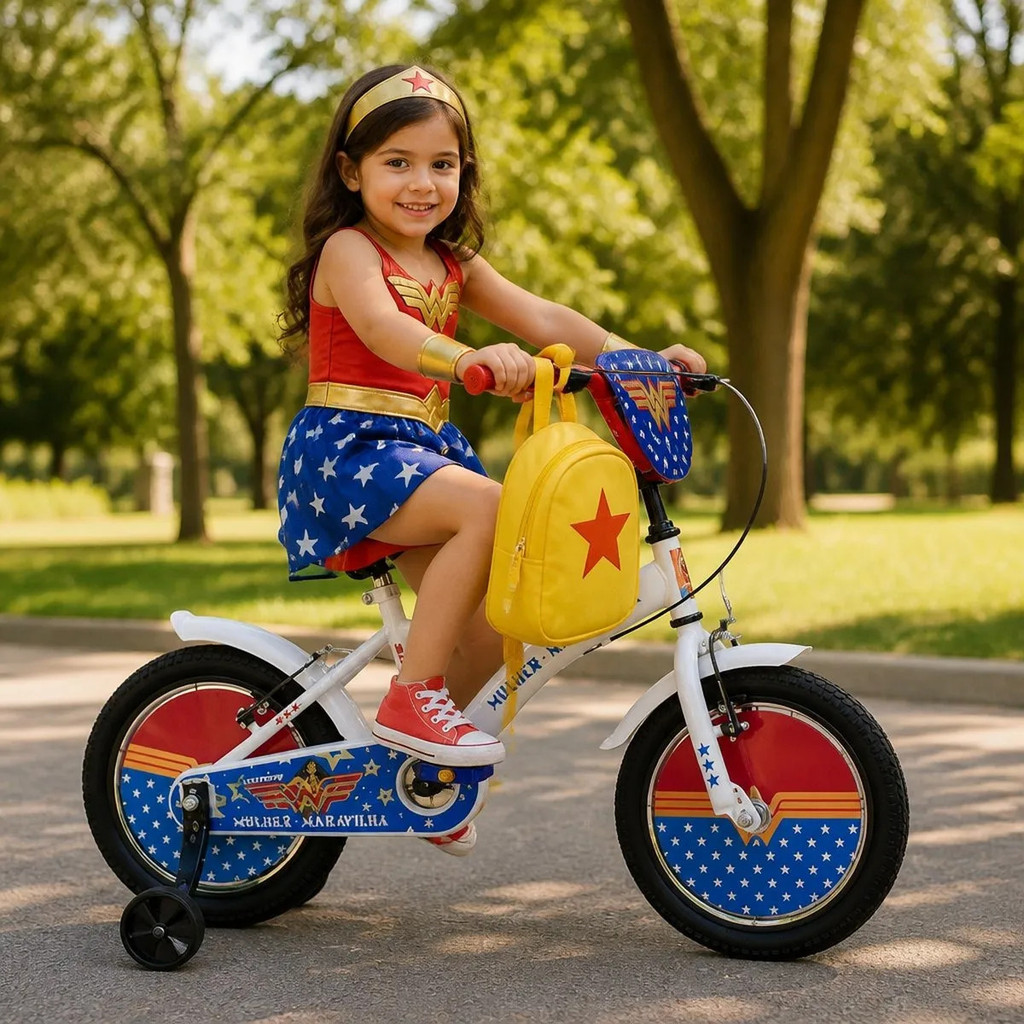 Bike Bicicleta Infantil Aro 16 Rodinha Bike Mulher Maravilha Presente Menina 4 6 anos