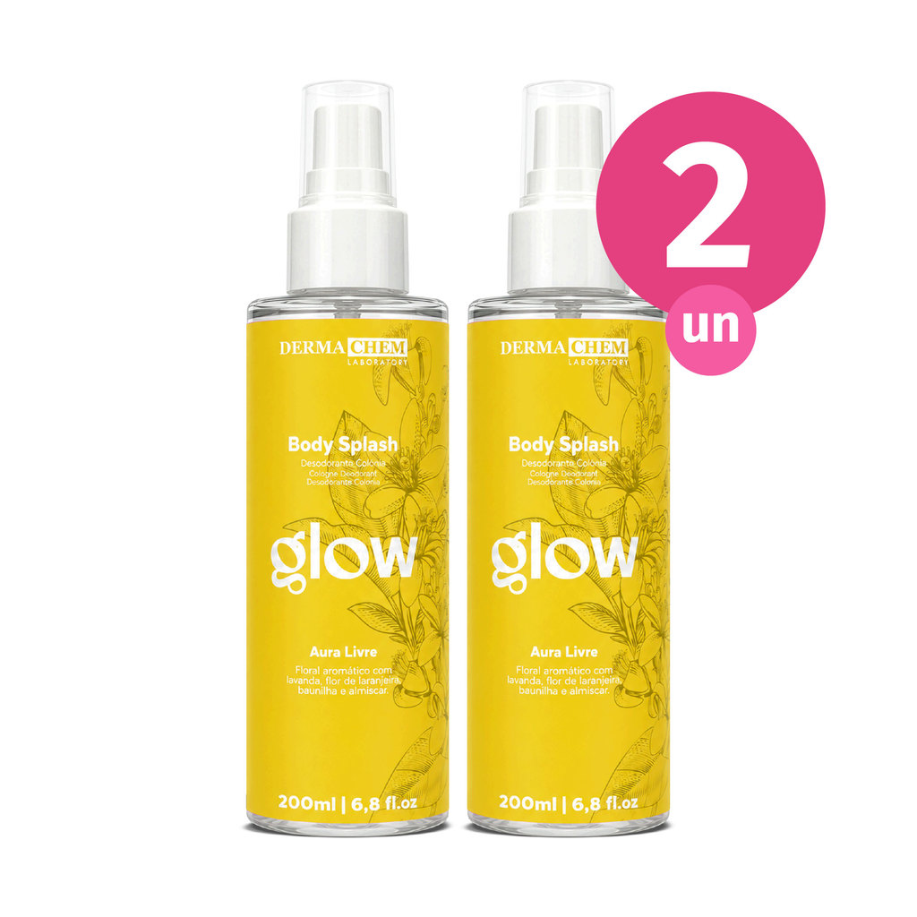 Kit 2x Body Splash Glow Dermachem 200ml Perfume Corporal Aura Livre