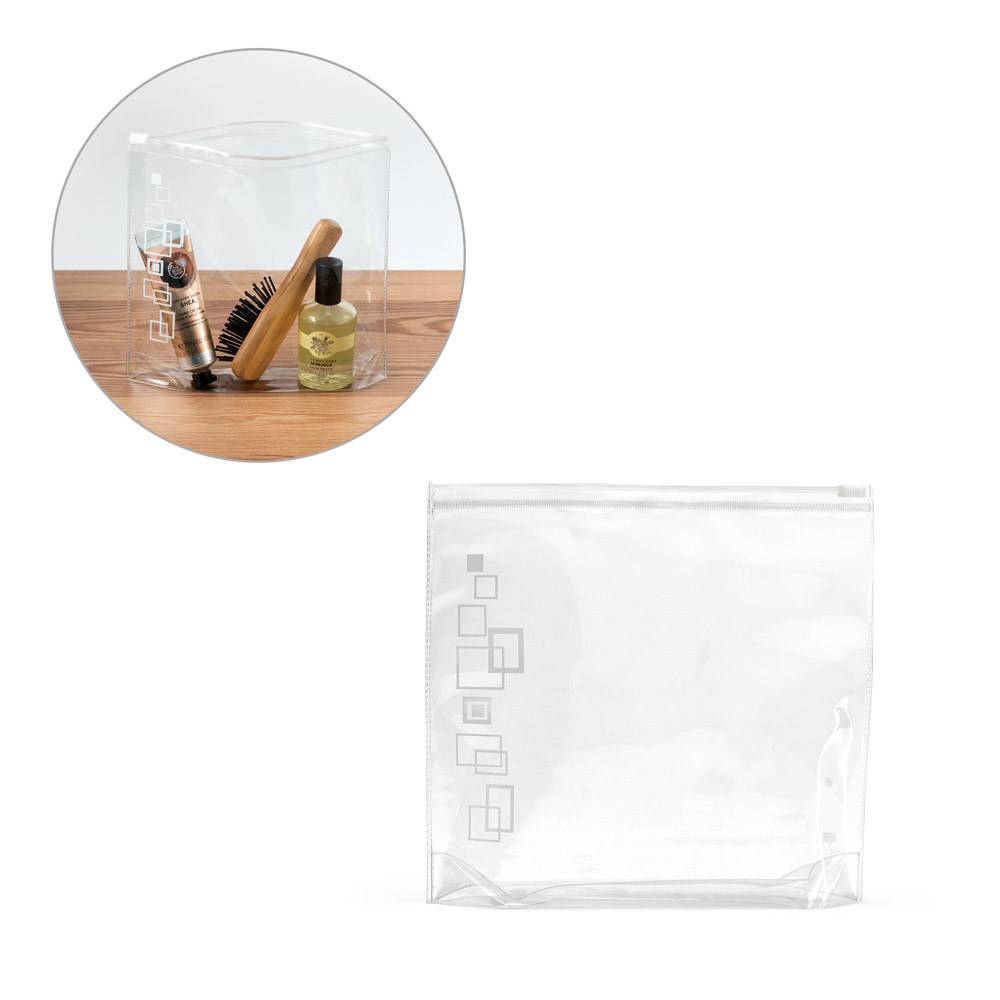Kit 25 Bolsa de cosméticos hermética em PVC Branco Personalizado com Logo Brinde Corporativo Atacado