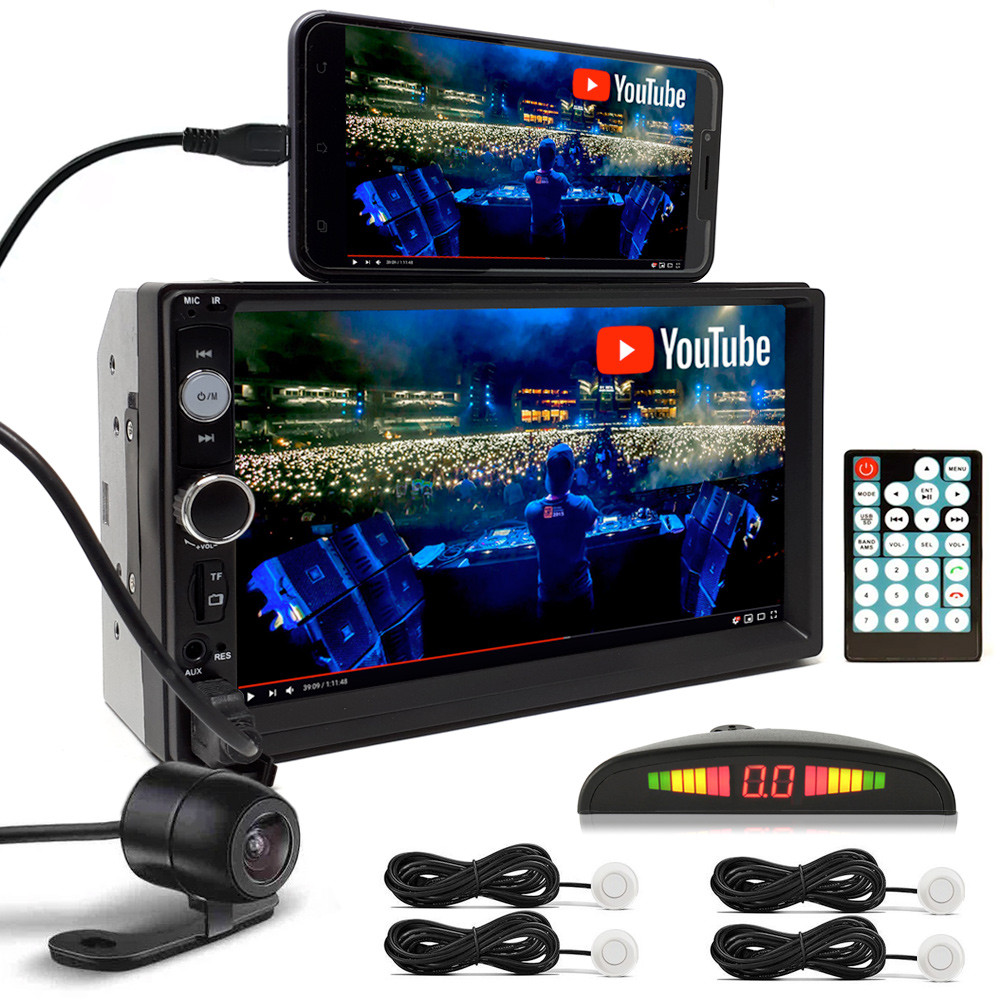 Kit Multimídia MP5 + Câmera Ré + Sensor Ré Pérola Corolla 2013 2014 2015 2016 2017 Espelhamento