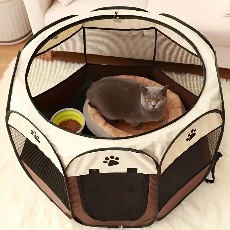 Gaiola dobrável octogonal para animais de estimação Vendido(s) - MARROM-M