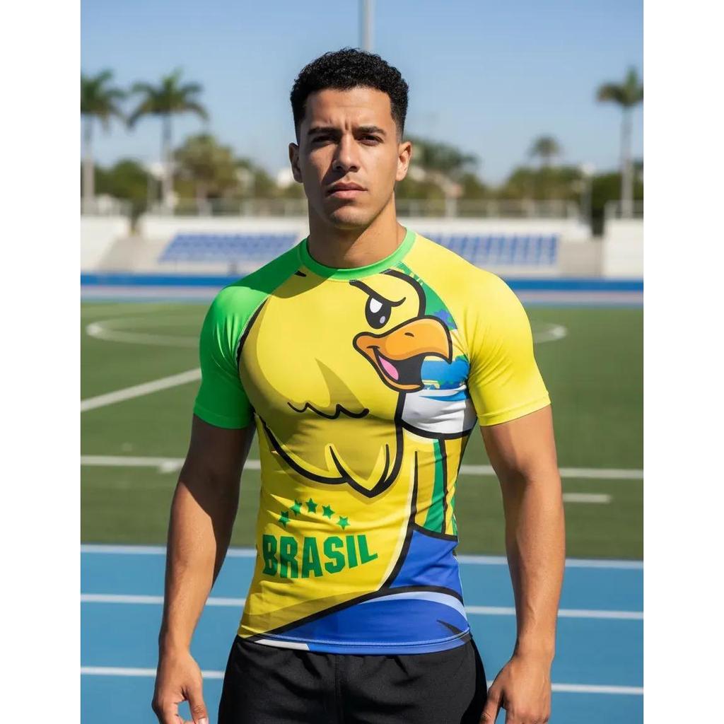 Camisa Brasil Mascote Torcedor Copa Hexa Time Rash Guard