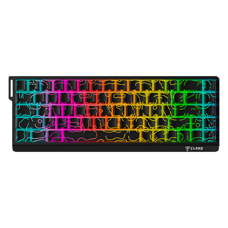 Teclado Gamer 65% Clanm Arkan Night Membrana RGB Keycaps Neon ANSI USB Cabo Removivel 68 Teclas Preto