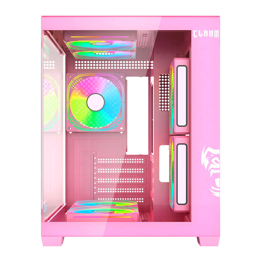 Gabinete Gamer Clanm Grodd Candy Rosa Painel Vidro Temperado Mid Tower Suporta ATX Micro-ATX Mini-ITX