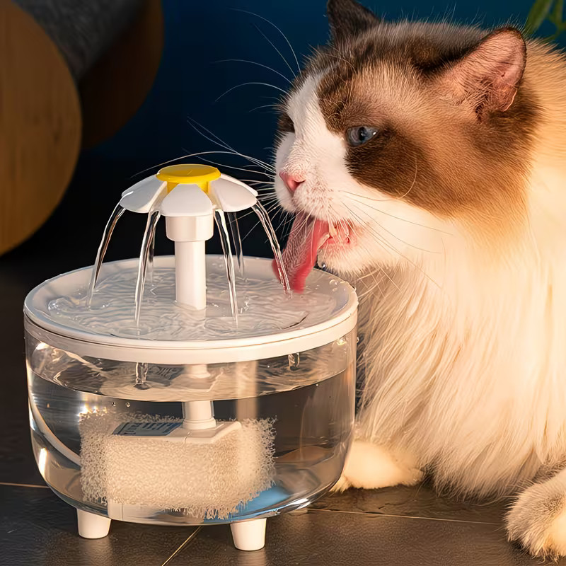 Bebedouro Automático com Circulação e Filtro Triplo/1,5L, Base Antivazamento para Gatos Vendido(s) - Variação:
