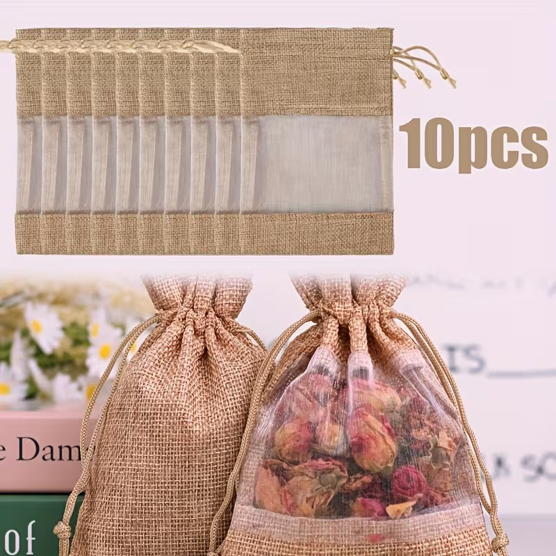 Kit com Saco Juta Algodão Crú Com Visor Avaliação da loja - 15*18