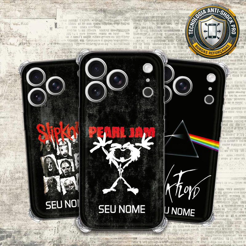 Capa Capinha - iPhone 17 Pro - Lendas do Rock Heavy Nu Metal Classico Grunge com Nome