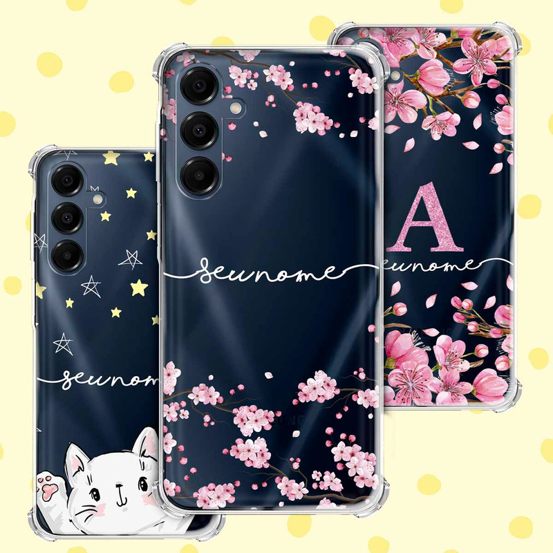 Capa Capinha - Samsung Galaxy A16 - Transparente Personalizada Nome Inicial Letra Anti-Impacto
