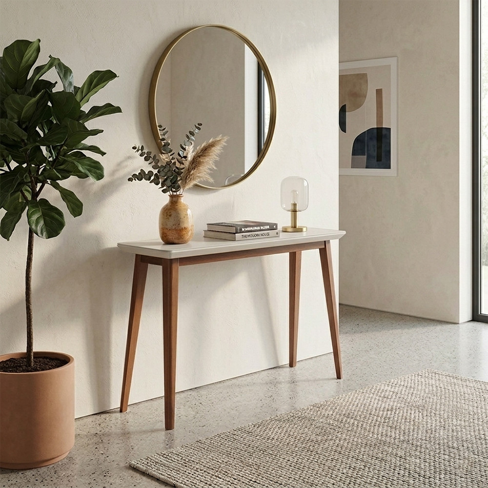 Aparador Buffet Onix Vidro Off-white para Sala e Hall Sofisticado com Pes Imbuia Design - Imbuia