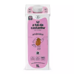 Leite De Amêndoa A Tal Da Castanha 1l sem Lactose Sem Açúcar Leite Vegetal Vegano Sem Glúten