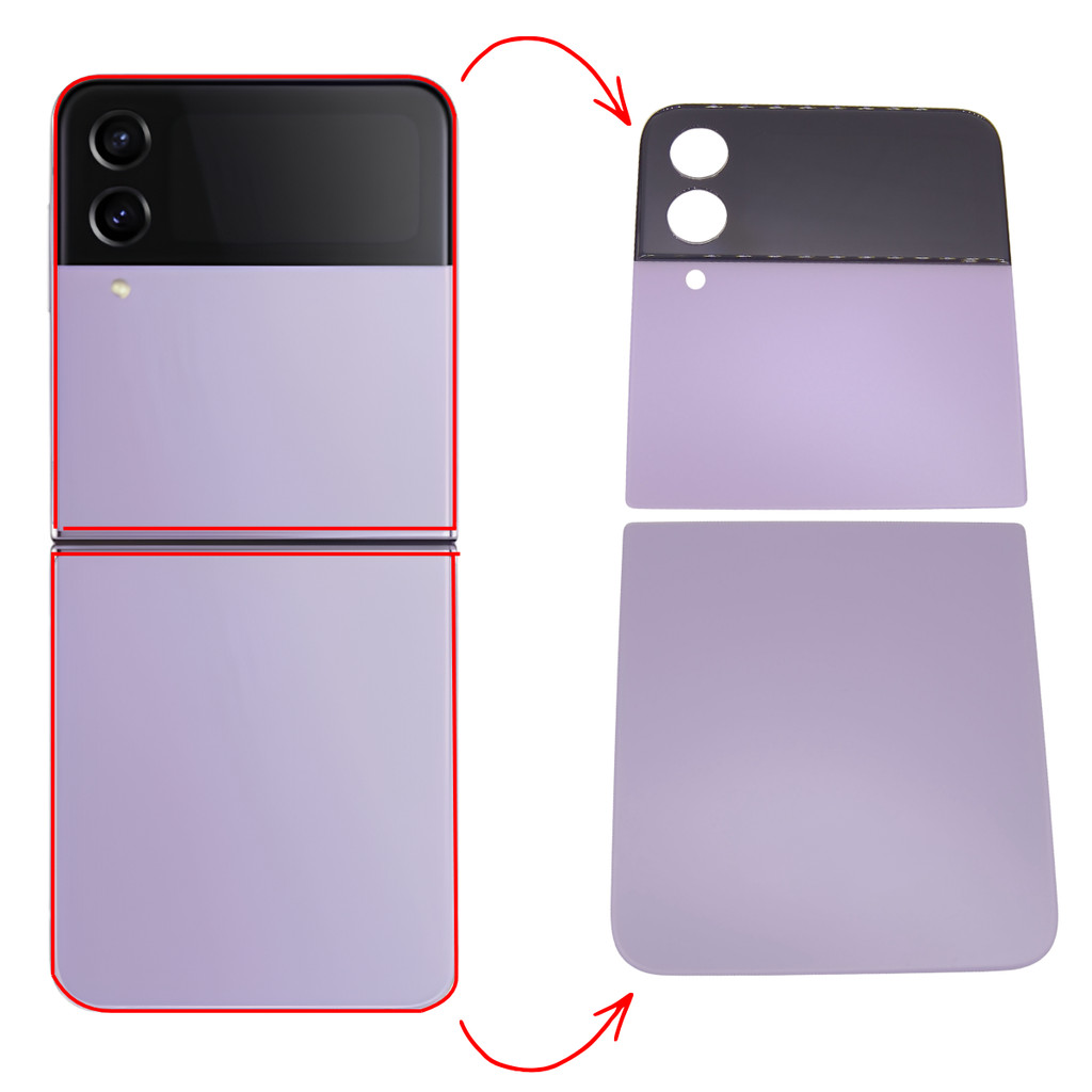 TAMPA TRASEIRA COMPATIVEL COM GALAXY Z FLIP 4 ROXA