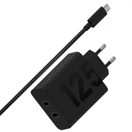 Carregador Motorola Turbo Power MCD-1259 125W Duplo USB-C com Cabo - Preto
