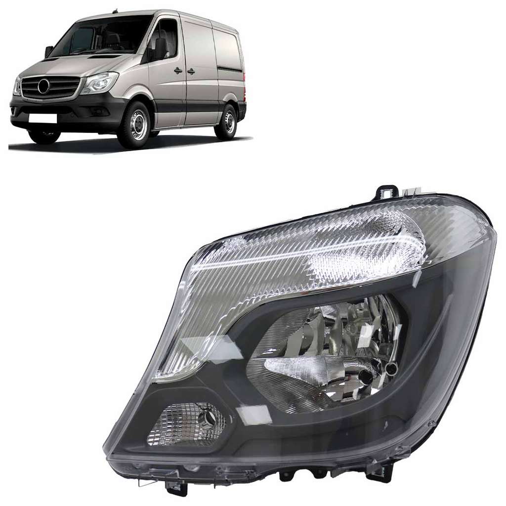 Farol Dianteiro Sprinter 2017 2018 2019 Máscara Cinza Lente Lisa Acrílico