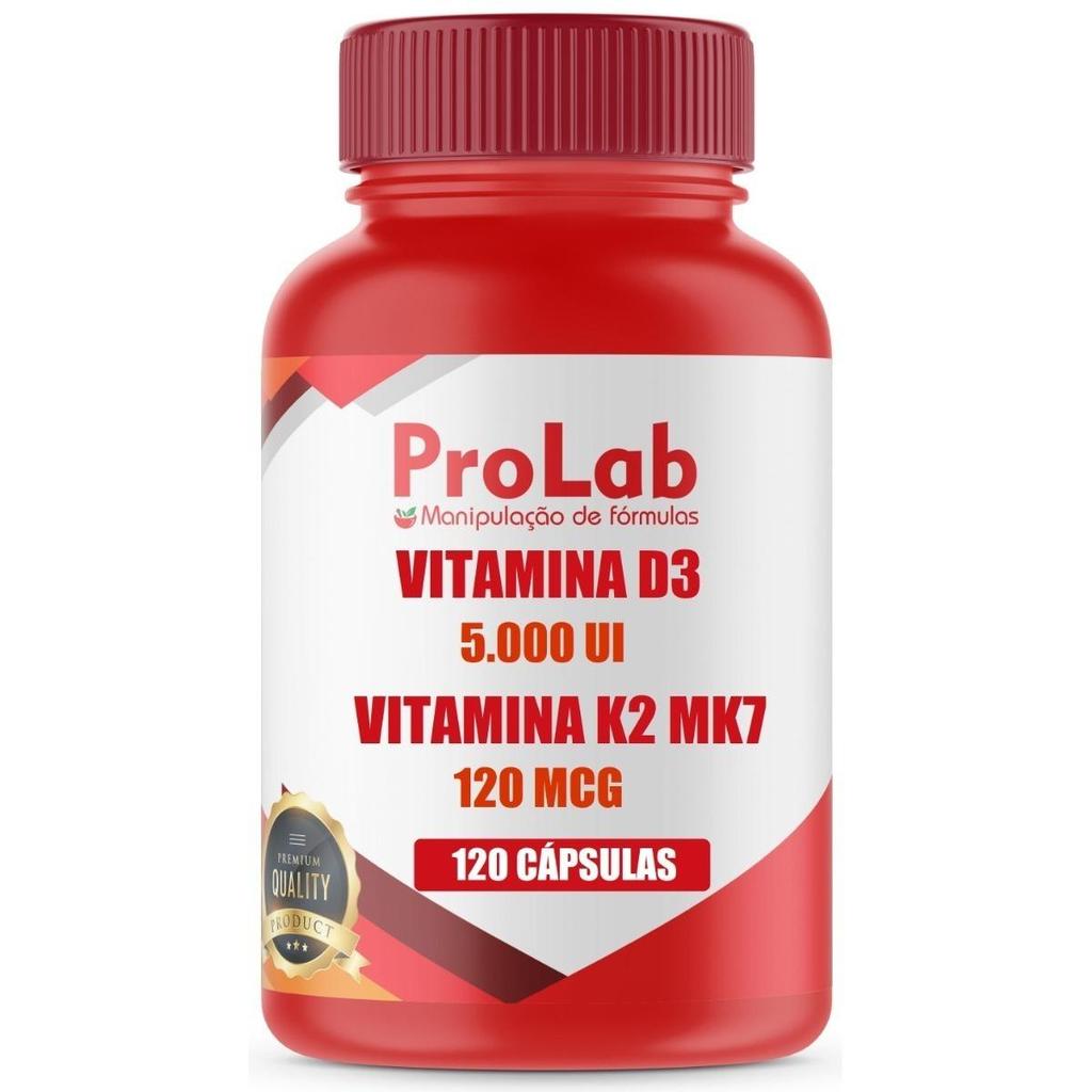 Vitaminas E Minerais Prolab Vitamina K2 Mk7 + D3 120 Cápsulas Sem Sabor