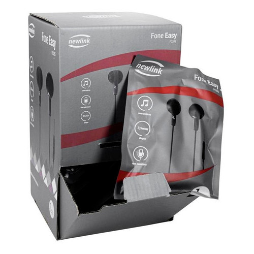 Kit Atacado Display 25 Fones De Ouvido Com Microfone Newlink Fc205 P2 Cabo 1,2m Para Lojistas