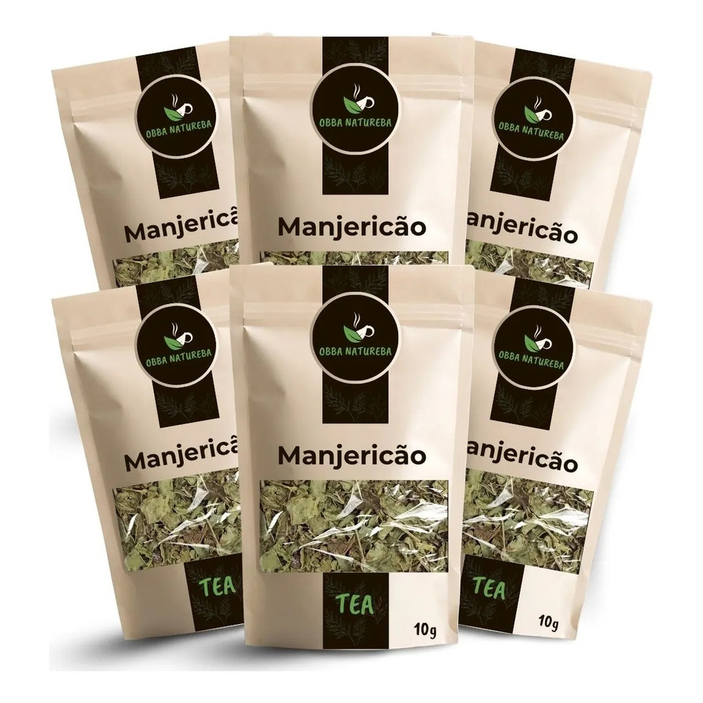 Manjericão para Chá Ervas Desidratada Naturalmente Folhas Para Infusão - Leve 6 Pacotes