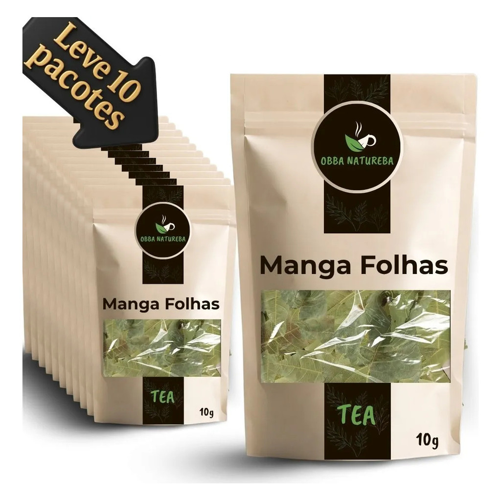 Erva Natural de Folhas de Manga para Chá - Leve 10 Pacotes Origem Natural Ideal Para Infusão