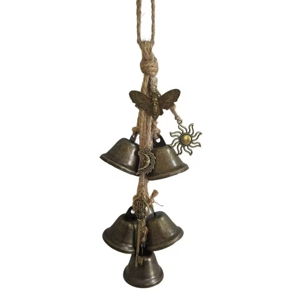 [SULO] Feito À Mão Ferro Bronze Vento Carrilhão Campainha Da Porta Pendurado Decoração Artesanato Acessório Rústico