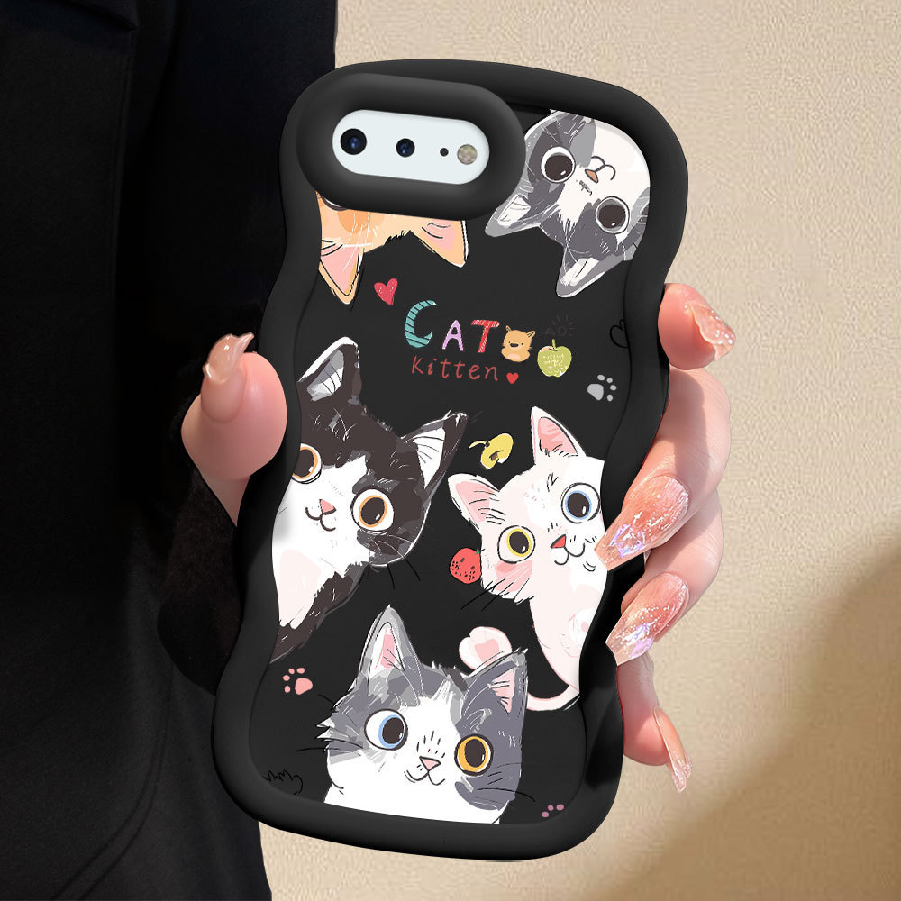 Capinha Gato Para iPhone 7 8 6 6S Plus Capa De Silicone Macia Estilo Simples Macaron Case 0202