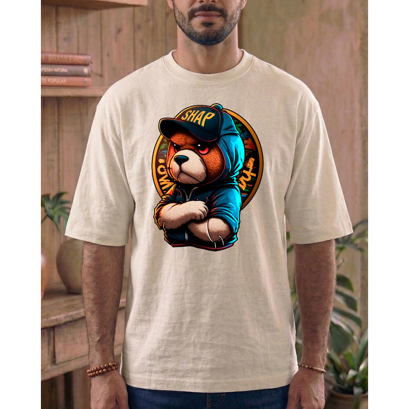 Camiseta Bear Shap Life Estampada Personalizada Oversized Streetwear