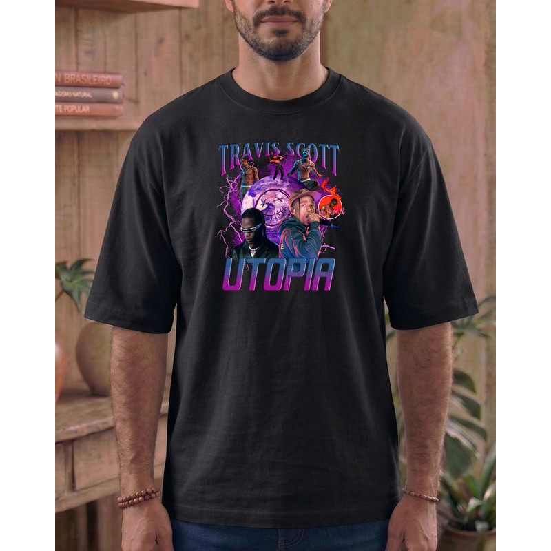 Camiseta Estampada Personalizada Travis Scott Utopia Oversized Streetwear