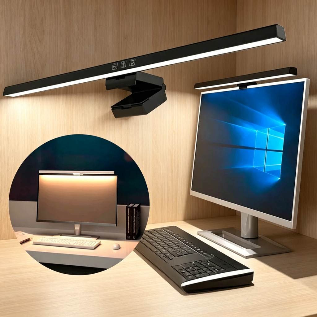 Luz LED Para Monitor PC 50cm USB 3 Cores Ajustável Barra Luminária Gamer Home Office Anti Reflexo