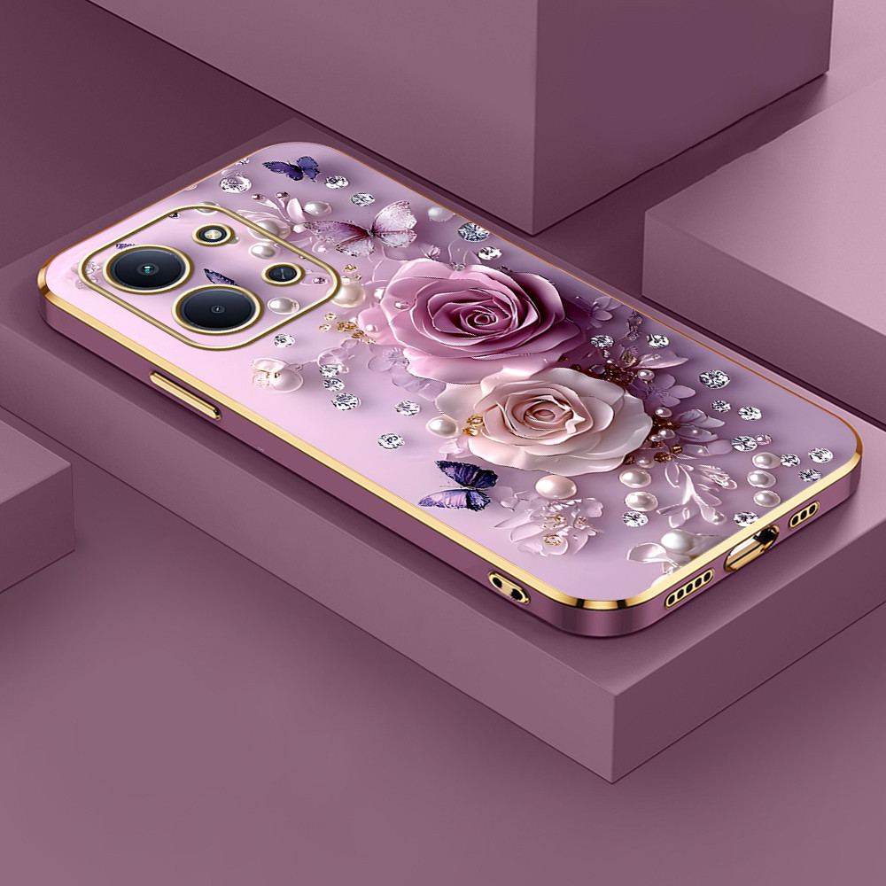 Capinha Para Xiaomi Redmi 15C 4G Capa De Brilho Flors Case DD 2180