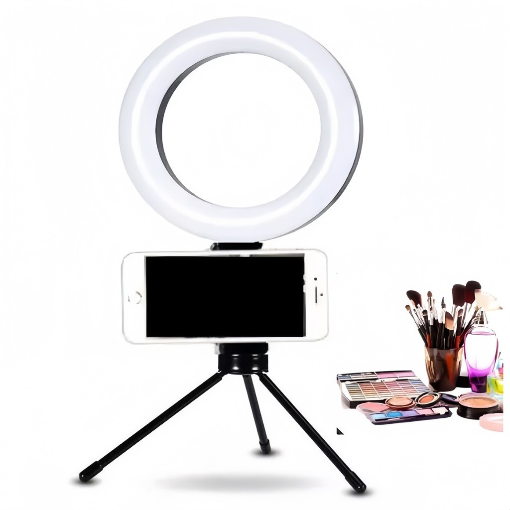 Ring Light Mesa 6” LED Iluminador Profissional com Suporte Celular 16CM TikTok Makeup Live