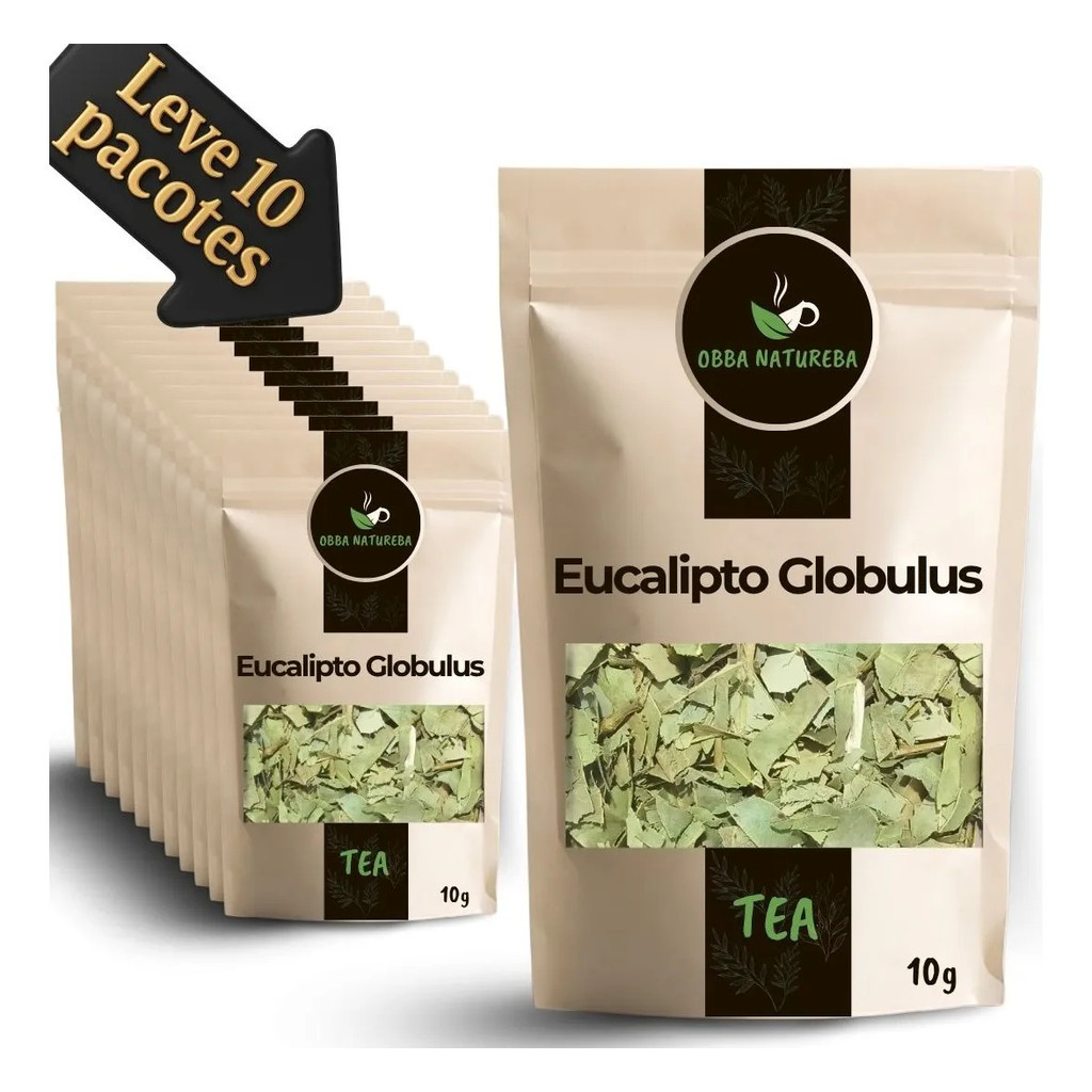 Erva Natural de Eucalipto Globulus para Chá - Leve 10 Pacotes Origem Natural Ideal Para Infusão