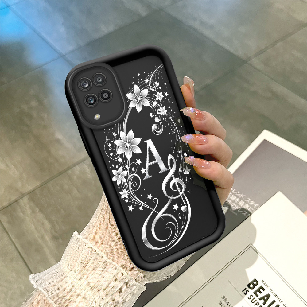 Capinha Personalizada com Letra A-Z Para Samsung Galaxy A12 M12 5G Silicone Macio Proteção Completa Capa Case ZM