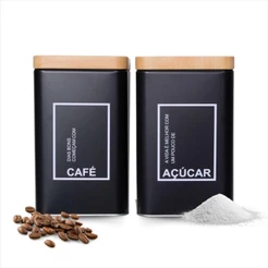 Kit Latas Hermeticas Metal Porta Cafe Acucar Mantimentos