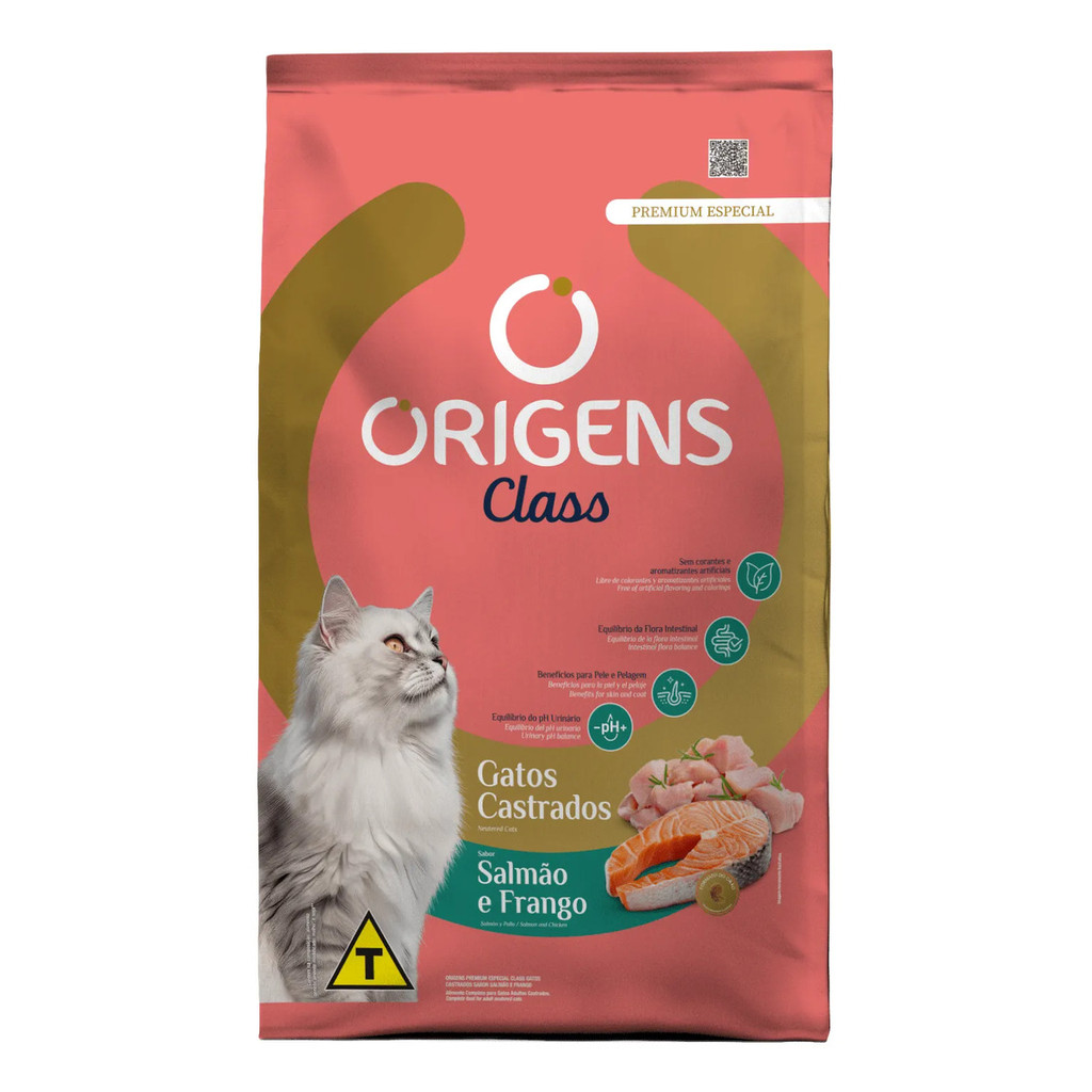 Origens Ração Gatos Castrados Salmão e Frango Controle de Peso e Saúde Bucal 10,1kg