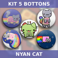 Bottons Nyan cat - broche alfinete boton bottom button pin