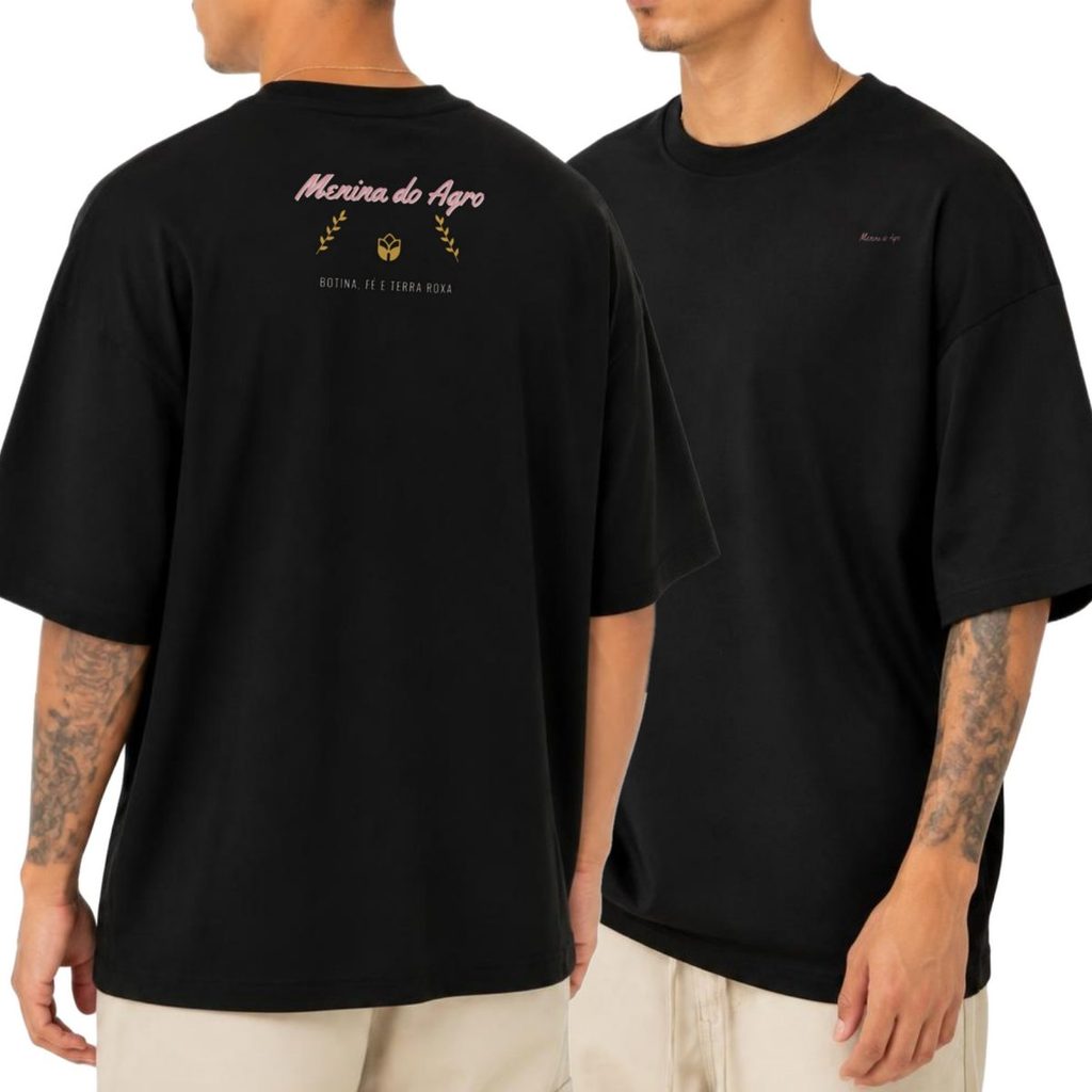 Camiseta Oversized Agro Menina do Agro Streetwear Unissex Masculina Feminina Estampada Costas Presente