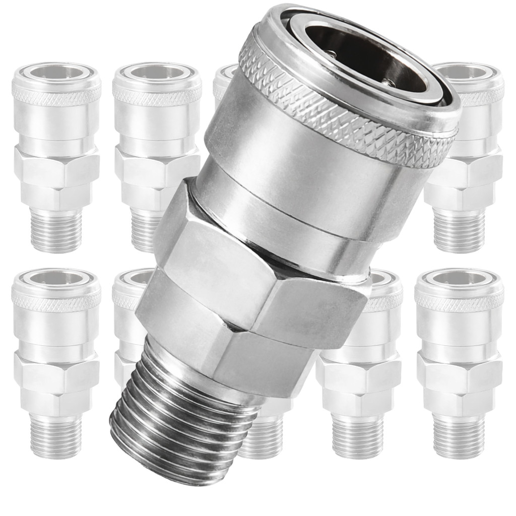 Kit 5 Engate Rápido Pneumático 1/4" Rosca Macho SM20 Trava Esfera P/ Compressor Mangueira